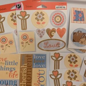 Pebbles Love Floral Sticker Sheet - Orange, Cream & Brown